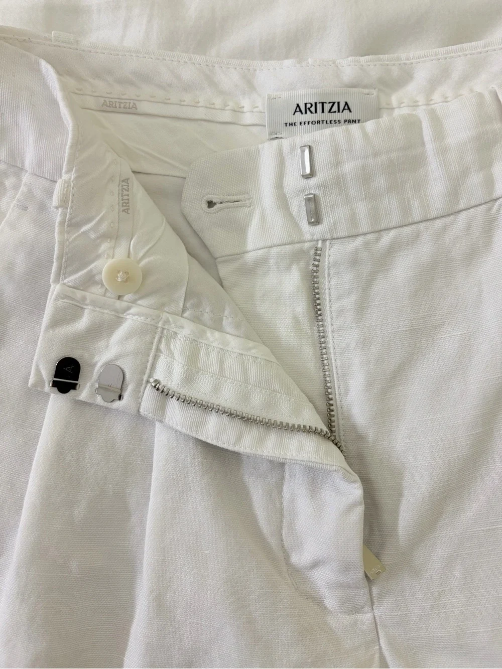 Aritzia The Effortless Pant White Linen Lyocell Pleated Wide Leg Pants Size 0